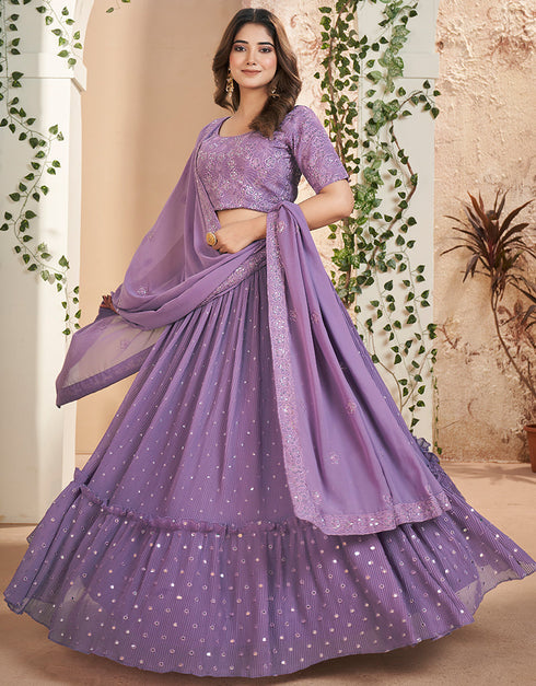 sleek purple faux georgette traditional wear heavy lehenga choli collection with purple faux georgette of-13717-acy4432 Front View
